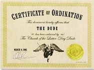 Dudeism Ordination Certificate Generator