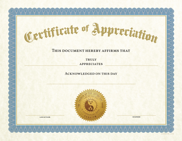 Other Certificates - Dudeism